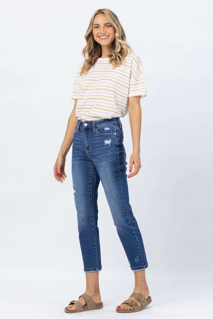 REG & PLUS Cropped Rainbow Jeans - Roseabella 