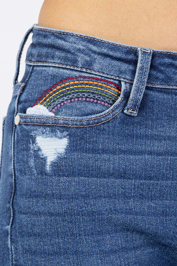 REG & PLUS Cropped Rainbow Jeans - Roseabella 