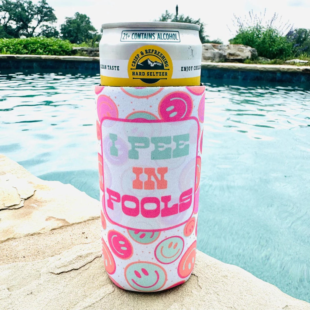 I Pee in Pools Slim Can Coozie