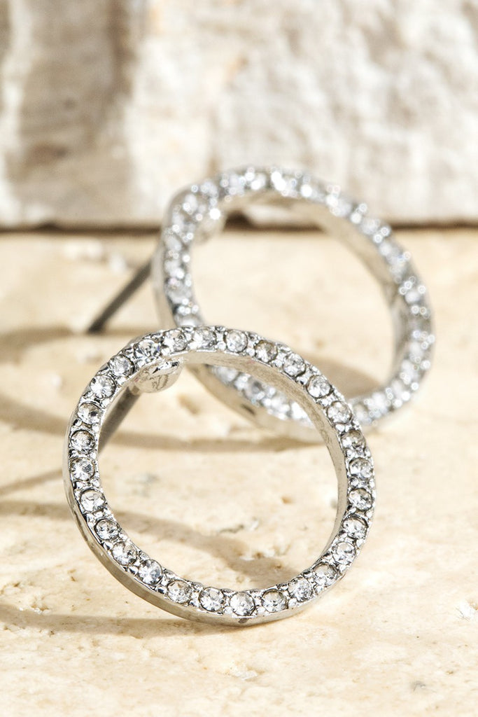 Rhinestone Silver Necklace & Earring Set - Roseabella 